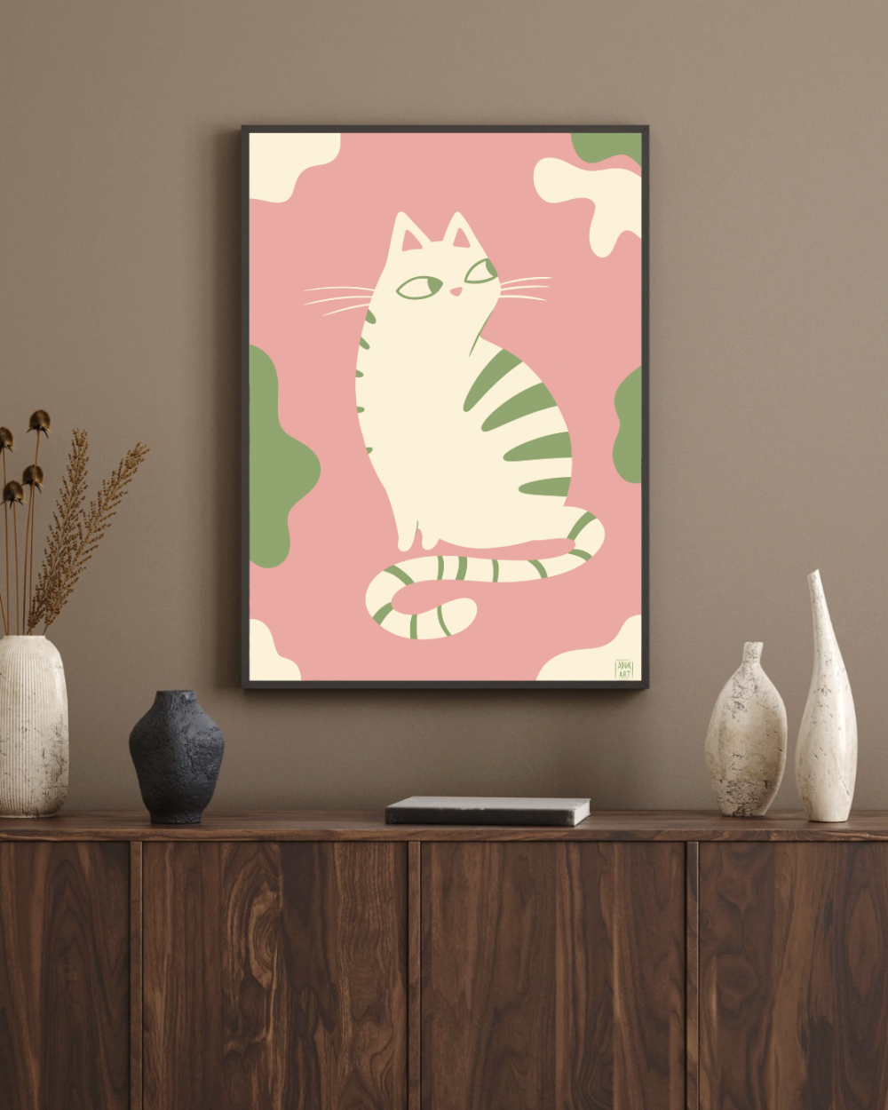 Cozy cat for coffee shop poster by @aduk.art