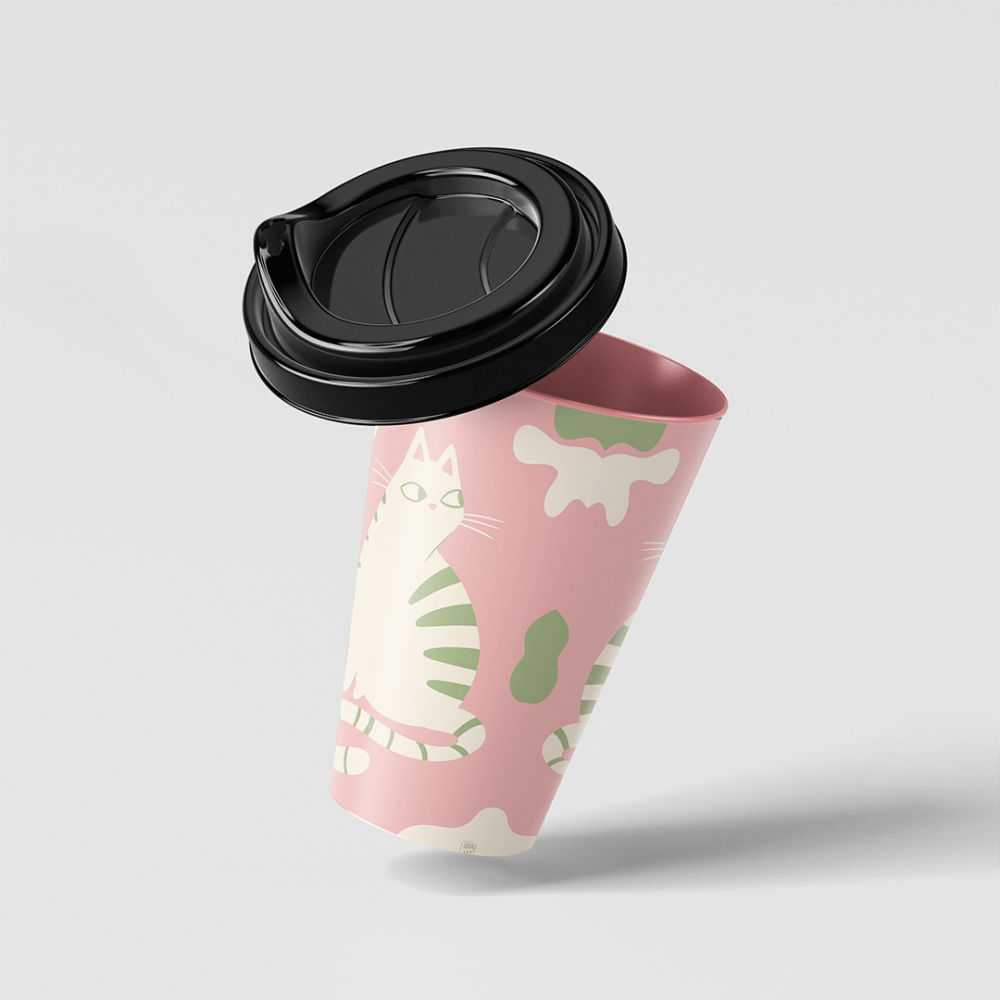 Coffee Cat in a Coffee Mug design by @aduk.art