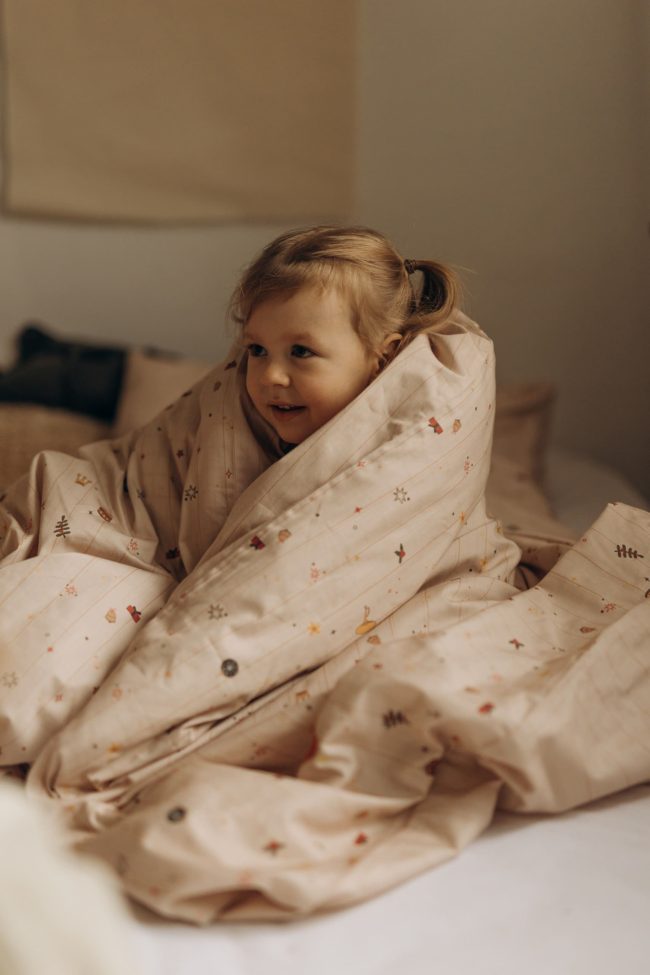 Kid’s bed linen with illustrations of Nutcracker cartoon by @aduk.art