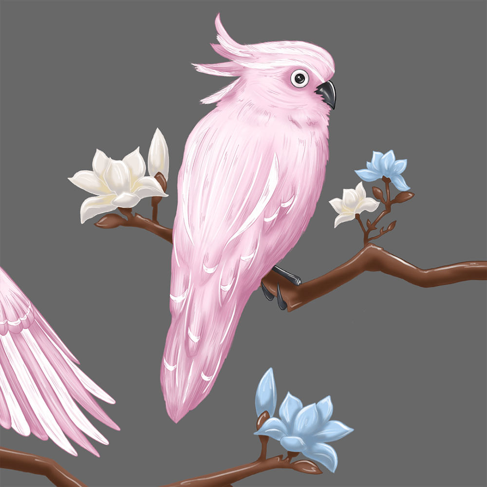 Part of bigger illustration of Pink Jungle Exotic birds