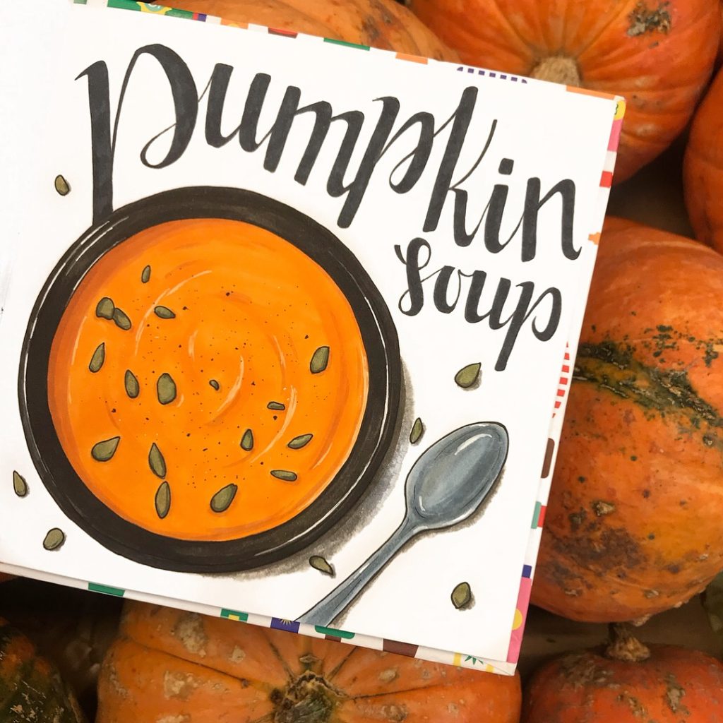 Pumpkin soup, marker lettering