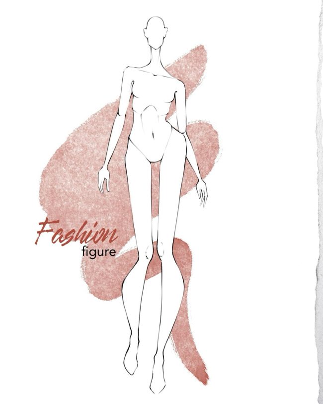 Elongated stylized fashion figure drawing used for fashion illustration practice.