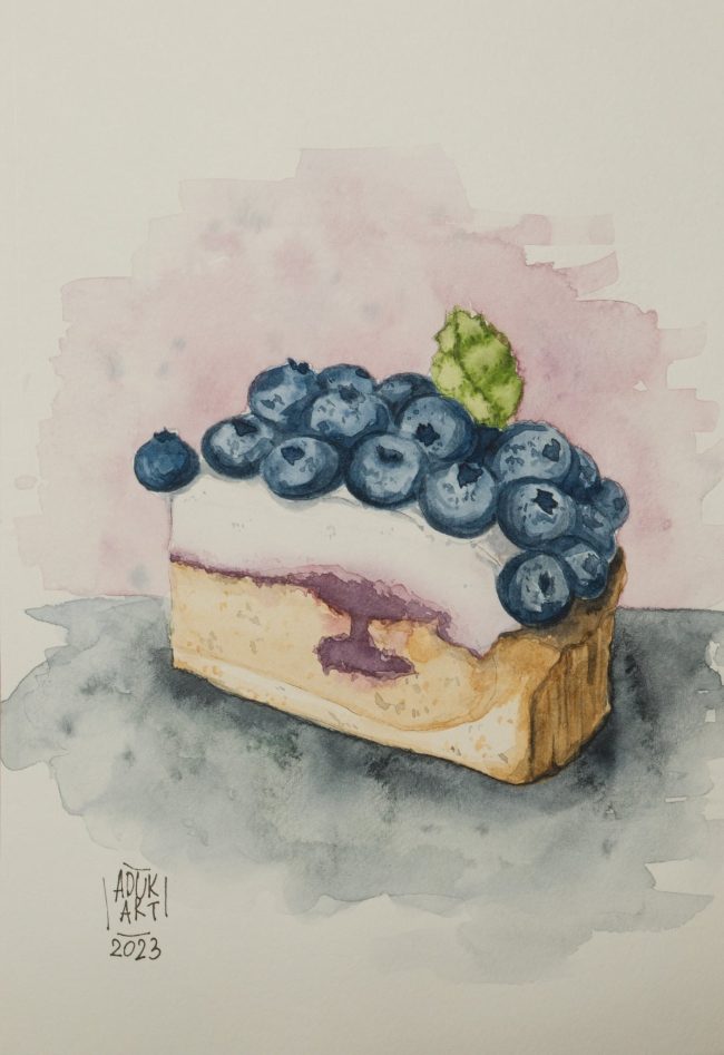 Blueberry Cheesecake Watercolor